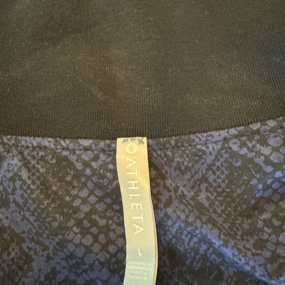 Athleta Large Blue Black Python Print Bomber Jack… - image 4